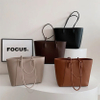 Wholesale Large Capacity Fashion PU Leather Bag Soft Surface Vintage Tote Bag Solid Color Luxury Women Handbag
